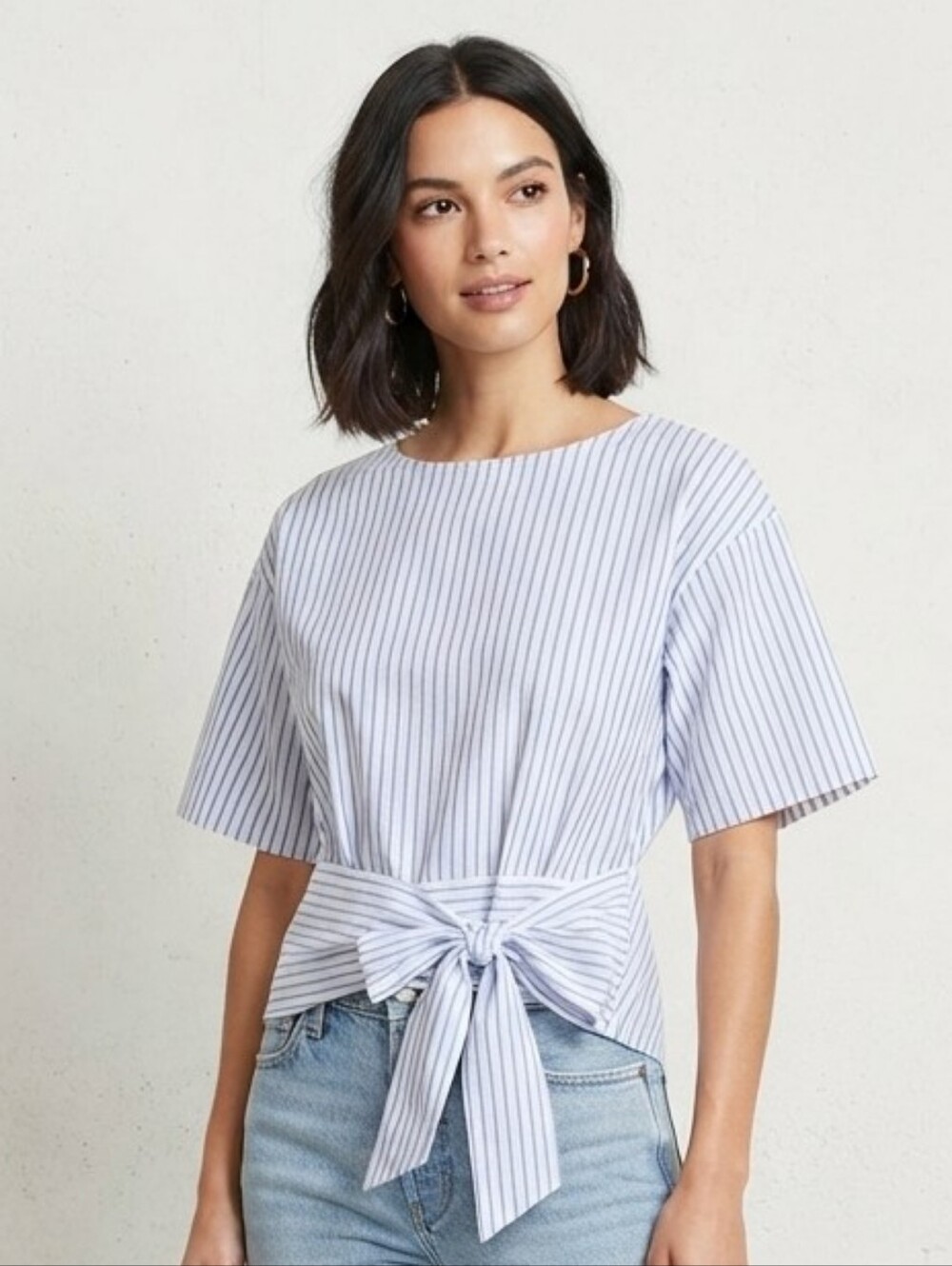 Current Air Blue and White Striped Blouse